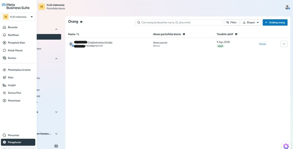 Buka Meta Business Settings