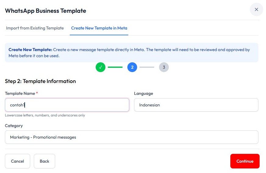 Template Name dan Category