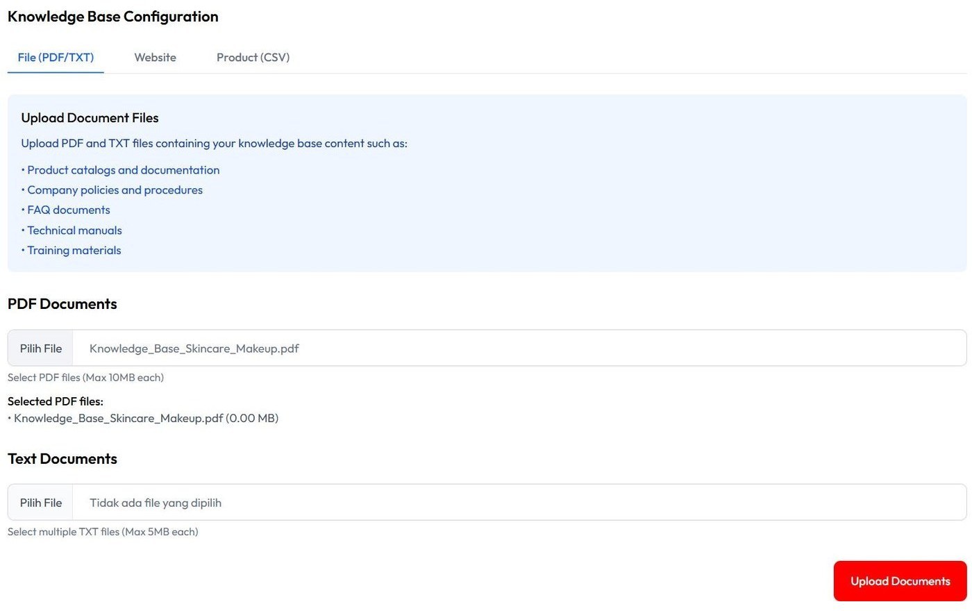 Upload PDF dan TXT
