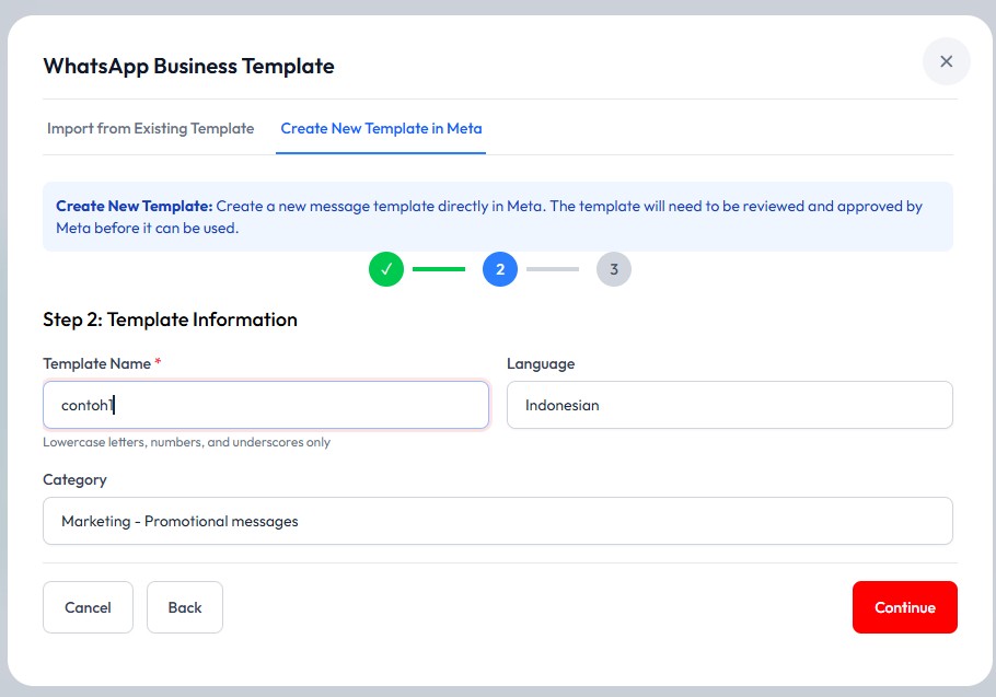 Template Name dan Category