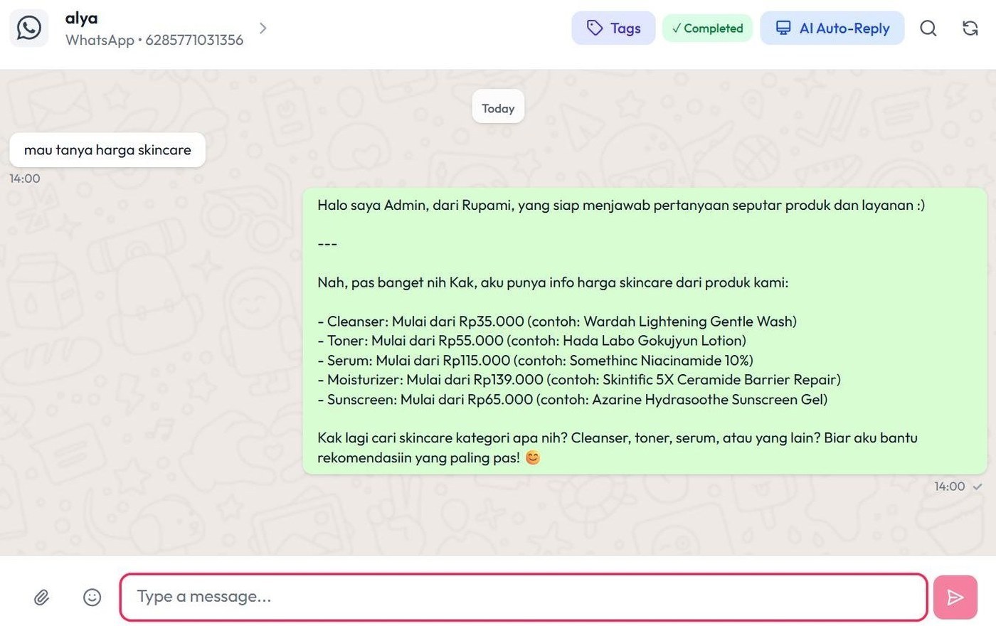 Hasil jawaban berdasarkan Knowledge Base