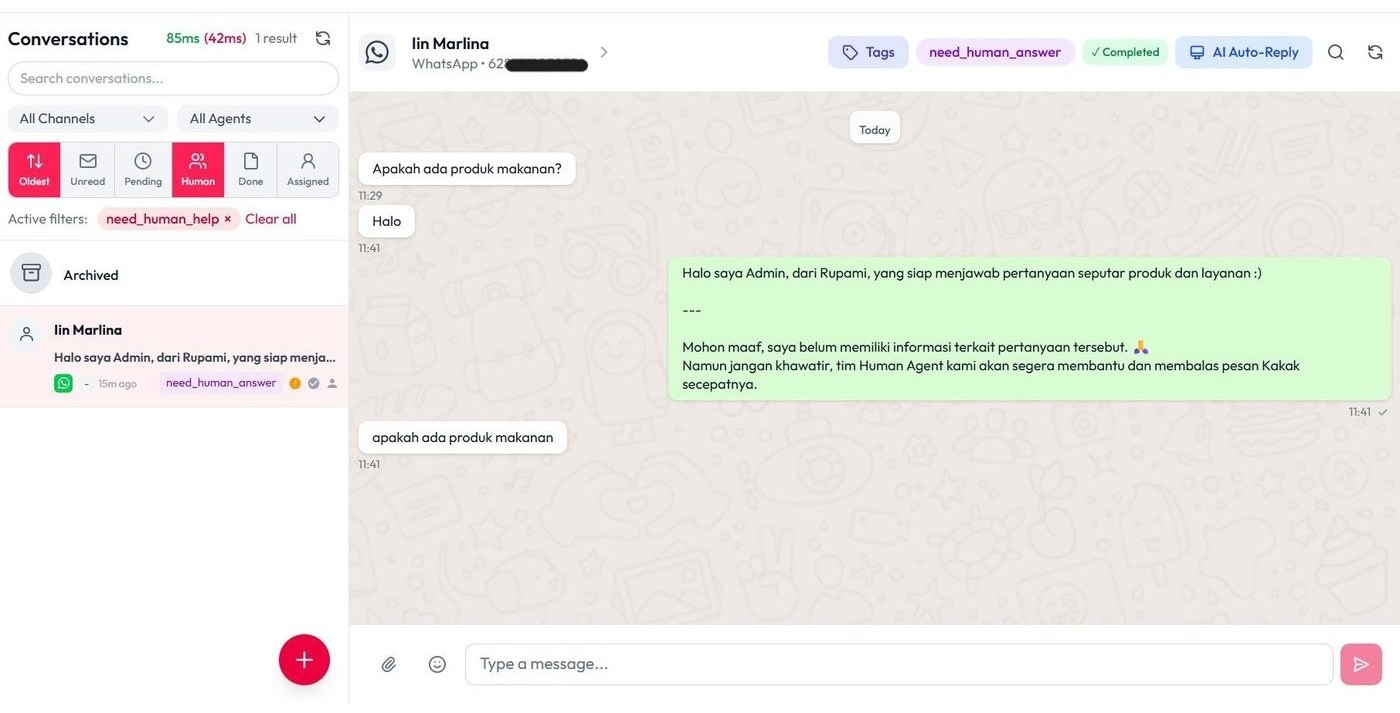 Hasil notifikasi ke human agent