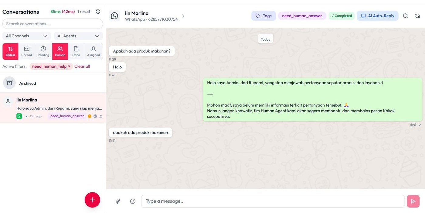 Hasil notifikasi ke human agent