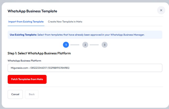 Import Template dari Meta