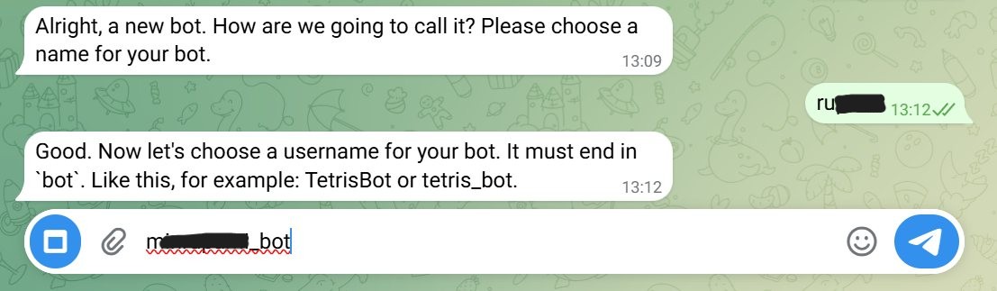 Masukkan Bot Username di Telegram