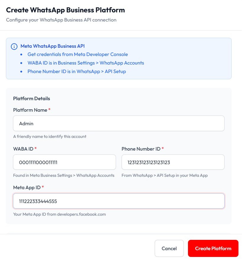 Isi kolom Meta App ID