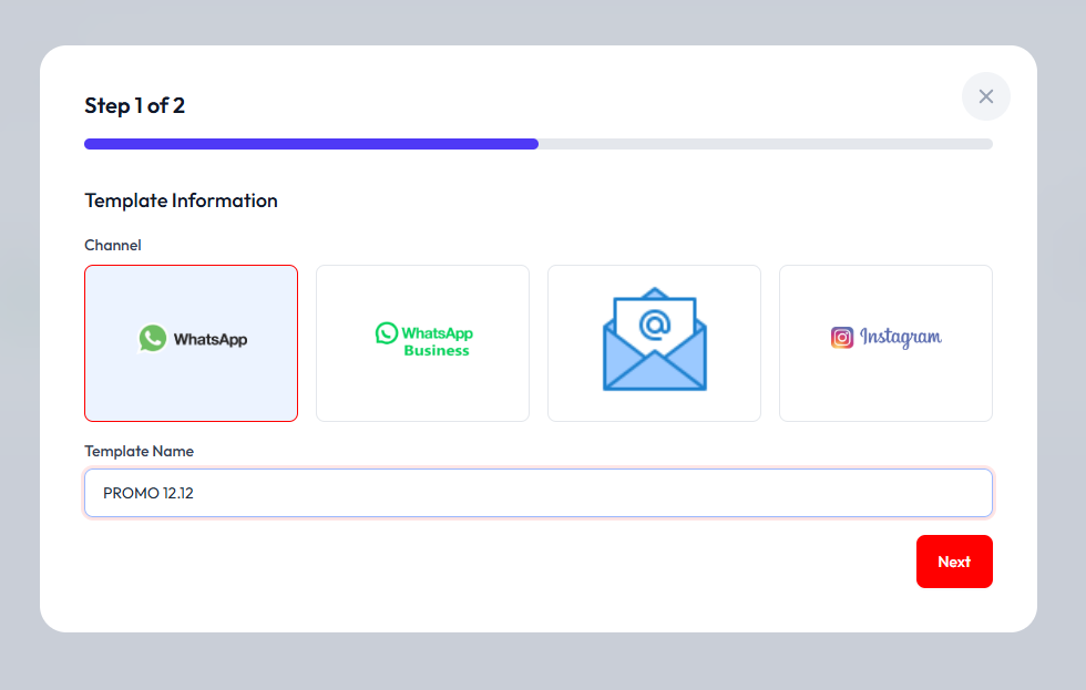 Isi nama template dan platform